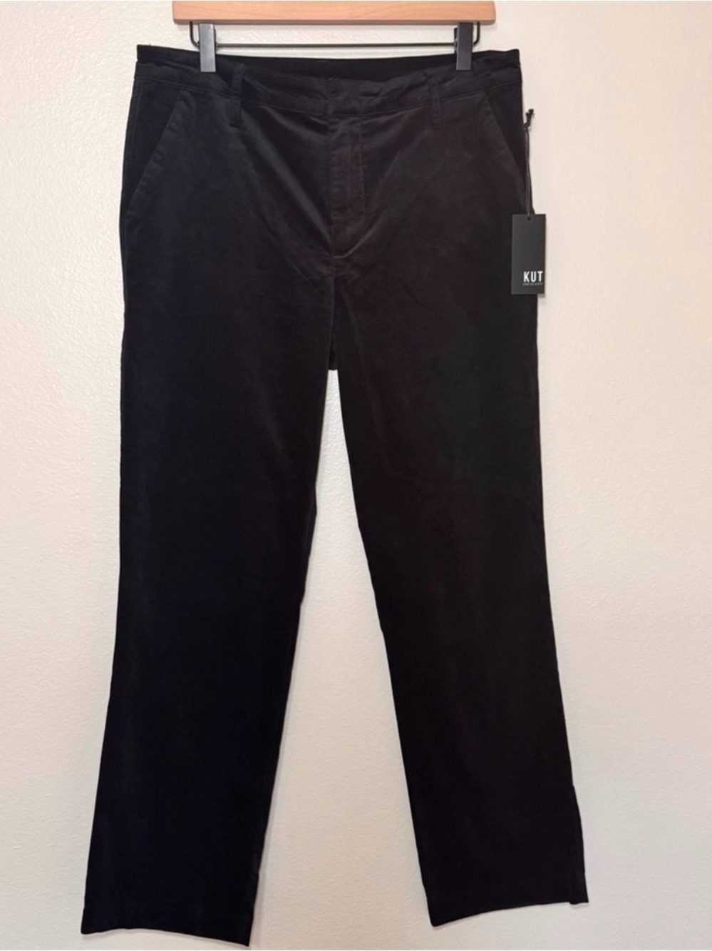 KUT from the Kloth Elizabeth Velvet Pants 12 High Rise Straight Leg NWT